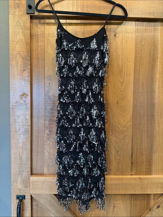Crystal Sky Dresses & Skirts - Black Sequin Fringe Slip Dress